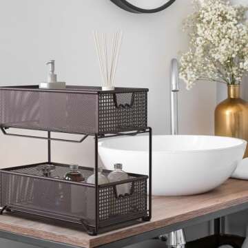 Deco Brothers 2 Tier Bronze Bathroom Organizer with Drawers