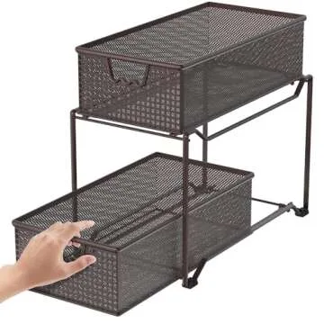 Deco Brothers 2 Tier Bronze Bathroom Organizer with Drawers