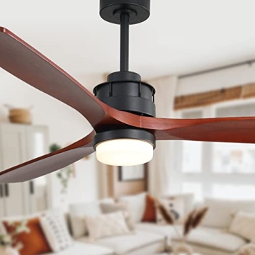 Sofucor 60" Low Profile Ceiling Fan with Lights & Remote - Modern Wood Design for Indoor/Outdoor Use