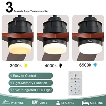 Sofucor 60 Inch Modern Wood Ceiling Fan with Remote & Lights