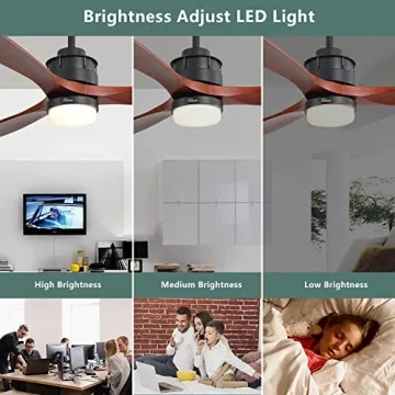 Sofucor 60 Inch Modern Wood Ceiling Fan with Remote & Lights