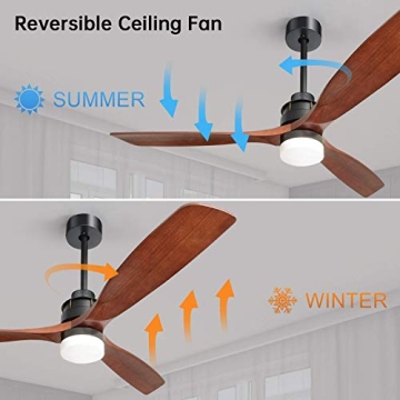 Sofucor 60 Inch Modern Wood Ceiling Fan with Remote & Lights