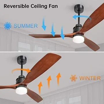 Sofucor 60 Inch Modern Wood Ceiling Fan with Remote & Lights