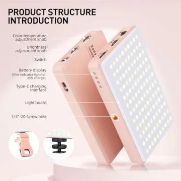 Meixitoy 120 LED Phone Light with Rechargeable Battery for iPhone