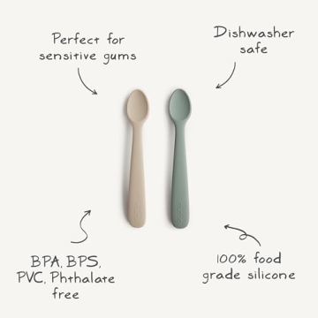Mushie Silicone Baby Feeding Spoons 2 Pack - Perfect for Baby Food