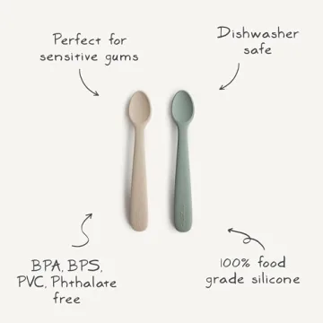 Mushie Silicone Baby Feeding Spoons 2 Pack - Perfect for Baby Food