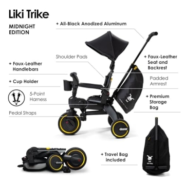 Doona Liki Trike Midnight Edition - 5-in-1 Compact Adventure