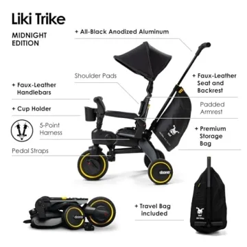 Doona Liki Trike Midnight Edition - 5-in-1 Compact Adventure