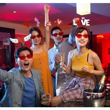 fjygwx13 Valentines Day Heart Headband and Heart Shape Sunglasses,Cupid Costume Accessories Head Boppers Party Props Holiday