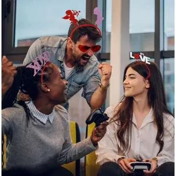 fjygwx13 Valentines Day Heart Headband and Heart Shape Sunglasses,Cupid Costume Accessories Head Boppers Party Props Holiday