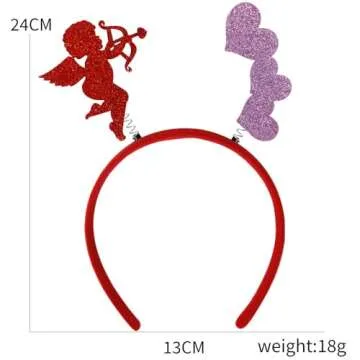 fjygwx13 Valentines Day Heart Headband and Heart Shape Sunglasses,Cupid Costume Accessories Head Boppers Party Props Holiday