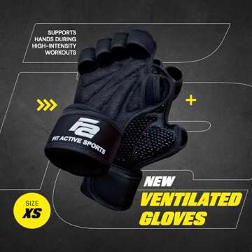 Fit Active Sports New Ventilated Weight Lifting Workout Gloves with Built-in Wrist Wraps for Men and...