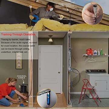 GROWORD Coaxial Pocket Toner Pocket Continuity Tester(Tracer) and Toner with Light&Buzzer Voltage Toner and Barrel Connector Bundle for Testing Coax Cable, RG6, RG59, CATV Wire Tracer