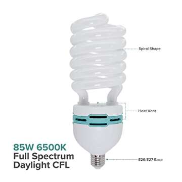 LimoStudio [2 Pack] 85W 5500K CFL, Compact Fluorescent Light Bulb for Photography Studio, Day Light Balanced Pure White, LMS119