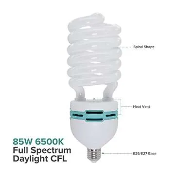 LimoStudio [2 Pack] 85W 5500K CFL, Compact Fluorescent Light Bulb for Photography Studio, Day Light Balanced Pure White, LMS119