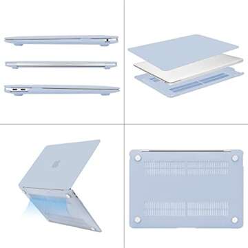MOSISO Compatible with MacBook Air 13 inch Case 2022, 2021-2018 Release A2337 M1 A2179 A1932, Plastic Hard Shell&Keyboard Cover&Screen Film&Storage Bag for MacBook Air 13.3 inch Case, Baby Blue