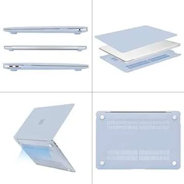 MOSISO Compatible with MacBook Air 13 inch Case 2022, 2021-2018 Release A2337 M1 A2179 A1932, Plastic Hard Shell&Keyboard Cover&Screen Film&Storage Bag for MacBook Air 13.3 inch Case, Baby Blue