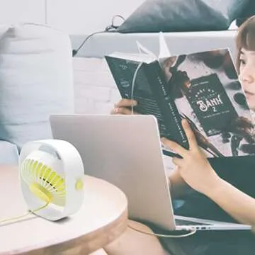 HARPAT Mini USB Desk Fan 3 Speed Personal Small Desktop Table Quiet USB Fan for Home Office Car Outdoor Travel (Pink)