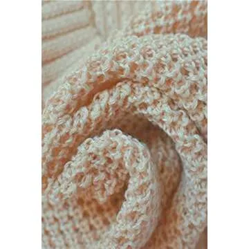 Womens V Neck Long Sleeve Tops Crop Waffle Knit Crepped Casual Loose Pullover Crop Sweater S Beige