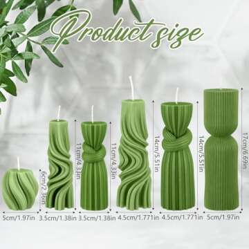 Threlaco 6 Pcs Pillar Candles Modern Aesthetic Ribbed Decorative Candle Set Cute Soy Wax Scented Rib...