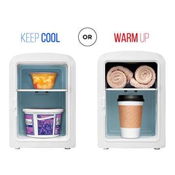 Chefman - Iceman Mirrored Beauty Fridge With LED Lighting, 6L Portable White Mini Refrigerator, Skin Care, Makeup Storage, Chill Cosmetics & Face Masks, Small For Desktop Or Travel, Cool & Heat