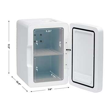 Chefman - Iceman Mirrored Beauty Fridge With LED Lighting, 6L Portable White Mini Refrigerator, Skin Care, Makeup Storage, Chill Cosmetics & Face Masks, Small For Desktop Or Travel, Cool & Heat