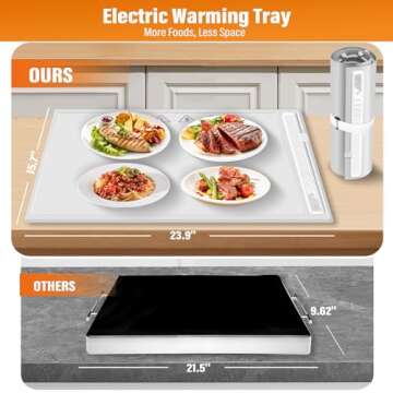 Food Warming Tray for Buffets Party: Silicone Electric Roll Up Heating Tray Food Warmers Mat Portable Hot Plates to Keep Food Warm