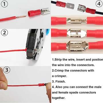 Feggizuli 330PCS Crimp Connectors, 2.8mm 4.8mm 6.3mm Male and Female Spade Connector kit, 15 Types Crimp Terminals Electrical Connectors, Electrical Terminals Includes Spade Ring Fork Wire Connectors