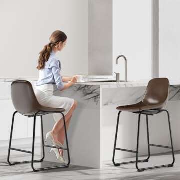 TAVR Furniture Counter Stools Set of 2, 24 inch Counter Height Bar Stools Hold up to 500 lbs, Armles...