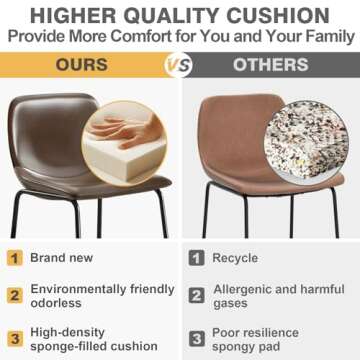 TAVR Furniture Counter Stools Set of 2, 24 inch Counter Height Bar Stools Hold up to 500 lbs, Armless Counter Height Chairs with Metal Legs & Soft Backrest for Kitchen Island Coffee Shop, Brown