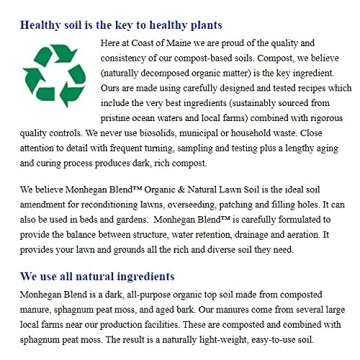 Coast of Maine Monhegan Blend (1 cu ft) Organic and Natural Black Earth Lawn Soil for Seeding Projects - Topdressing and Reconditioning Lawns