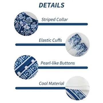 Gihuo Womens Boho Print Long Sleeve Top High Waist Shorts Sets 2 Piece Outfits Tropical Romper Summer Matching Set(Blue-Large)