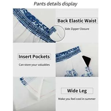 Gihuo Womens Boho Print Long Sleeve Top High Waist Shorts Sets 2 Piece Outfits Tropical Romper Summer Matching Set(Blue-Large)