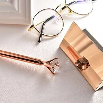 Maxdot 2 Pack Stainless Steel Business Cards Holders Desktop Credit Name Card Display Organizer for Business Mental Name Case Rack for Office Home Daily Use(Rose Gold)