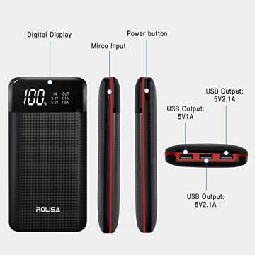 Power Bank Portable Charger 24000mAh High Capacity External Battery Pack with LCD Display, 3 USB Output Ports,Backup Battery Compatible Smart Android Phone and Other Cellphone