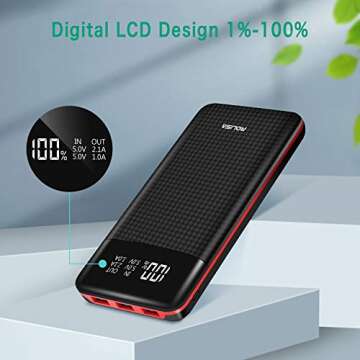 Power Bank Portable Charger 24000mAh High Capacity External Battery Pack with LCD Display, 3 USB Output Ports,Backup Battery Compatible Smart Android Phone and Other Cellphone