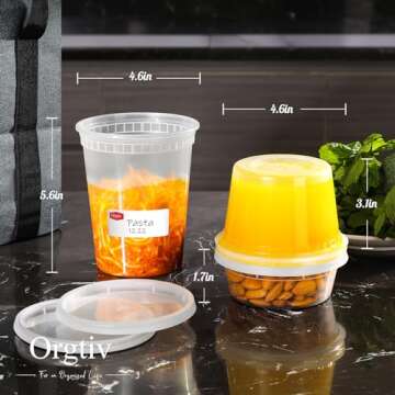 Orgtiv [48 Sets-8,16,32oz Plastic Deli Containers with Lids,Freezer Food Storage Containers Airtight...