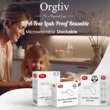Orgtiv [48 Sets-8,16,32oz Plastic Deli Containers with Lids,Freezer Food Storage Containers Airtight,Disposable Take out Deli Cups for Soup Slime Meal Prep Leftover,BPA Free Clear Round Food Box