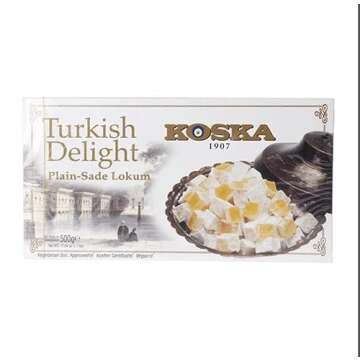 Turkish Delight Plain by Koska | Giftable Snacks 17.64 oz-500 gr | Sweet Traditional Delicious Soft ...