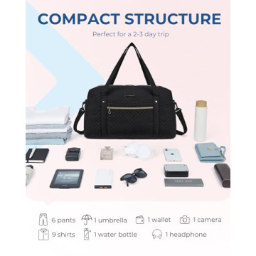 BAGSMART 31L Quilted Weekender Duffle Bag for Travel