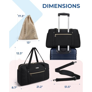 BAGSMART 31L Quilted Weekender Duffle Bag for Travel