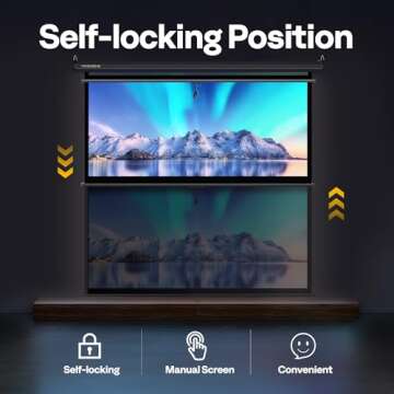 VIVOHOME Projector Screen Pull Down, 1:1 120 Inch Retractable Projection Screen, HD 4K Manual Pull Movie Screen for Home Theater, Cinema, Office (84x84 Inch Black)