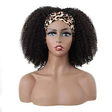 ISEE Hair Afro Kinky Curly Wigs for Black Women 16 Inch