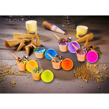 Plastic Ice Cream Cups with Spoons - 12 Pack Set