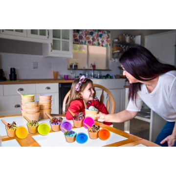 Plastic Ice Cream Cups with Spoons - 12 Pack Set