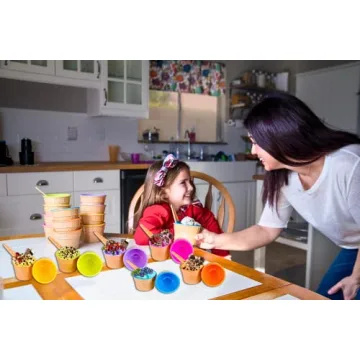Plastic Ice Cream Cups with Spoons - 12 Pack Set
