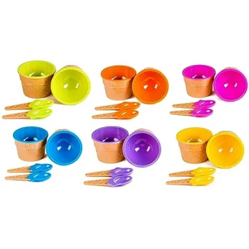 Plastic Ice Cream Cups with Spoons - 12 Pack Set
