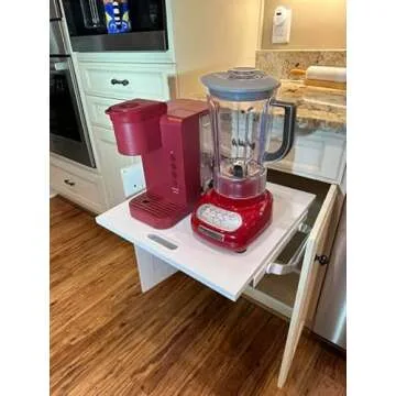 Wood Technology Kitchen Appliance Lift, White, with Self-Locking Spring Mechanism for Heavy Appliance Storage and Space Savings