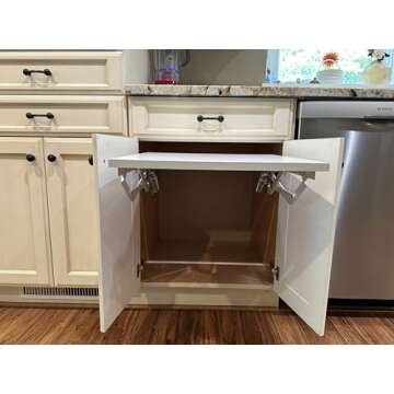 Wood Technology Kitchen Appliance Lift, White, with Self-Locking Spring Mechanism for Heavy Appliance Storage and Space Savings