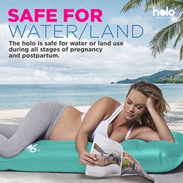 HOLO The Original Inflatable Pregnancy Pillow - Full Body Maternity Airbed/Float with Hole for Tummy - for Ultimate Sleeping Support & Comfort - Say Goodbye to Pregnancy Related Aches and Pains (Mint)